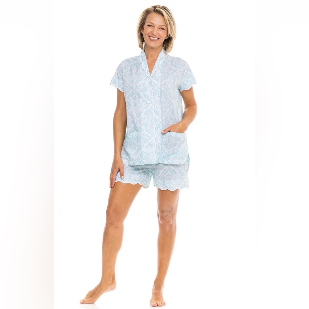 HEIDI CAREY Ice Blue Filigree PJ Short Set